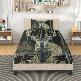 Wilderness Deer Hunting 3 Piece Bedding Set - Duvet Cover and 2 Pillowcases