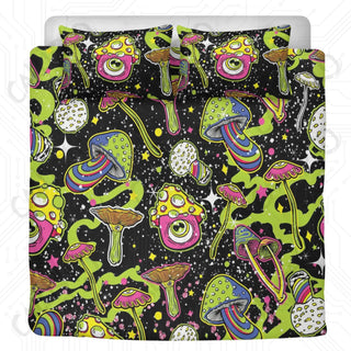 Stay Trippy Little Hippie Mushroom 3 Piece Bedding Set - Duvet Cover and 2 Pillowcases - US Twin