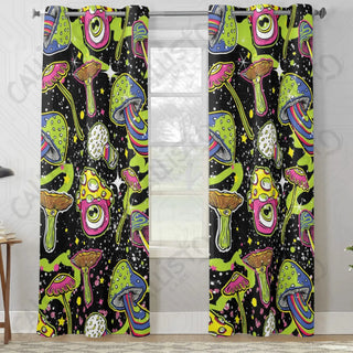 Stay Trippy Little Hippie Mushroom Window Curtains (2 PCS) 84x52 IN