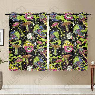 Stay Trippy Little Hippie Mushroom Window Curtains (2 PCS) 72x52 IN