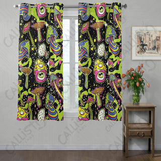 Stay Trippy Little Hippie Mushroom Window Curtains (2 PCS) 72x52 IN