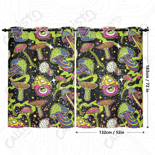 Stay Trippy Little Hippie Mushroom Window Curtains (2 PCS) 72x52 IN