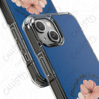 Pslams 103:15 Flourish Like a Flower Magnetic Clear Impact Case for iPhone 14 & 15 - MagSafe® Compatible - Phone Case