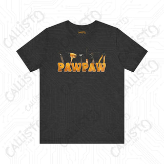 Men’s Graphic Shirt - PAWPAW with Tools Design: Cool and Practical Apparel for Grandpa - Dark Grey Heather / XS