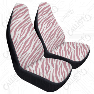 Pink Zebra Print High-Quality Polyester Front Car Seat Covers | Durable Short Plush Seat Protectors | Personalized &