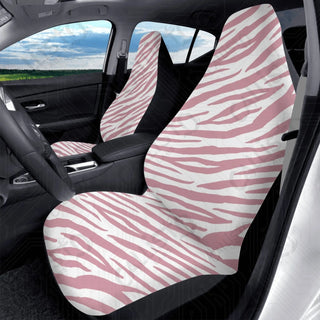 Pink Zebra Print High-Quality Polyester Front Car Seat Covers | Durable Short Plush Seat Protectors | Personalized &