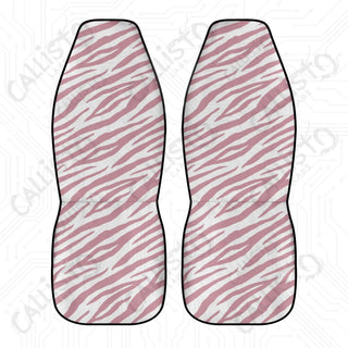 Pink Zebra Print High-Quality Polyester Front Car Seat Covers | Durable Short Plush Seat Protectors | Personalized &