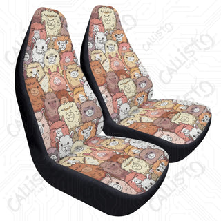 Alpaca Animal Print Custom High-Quality Polyester Front Car Seat Covers - Durable Comfortable Protection