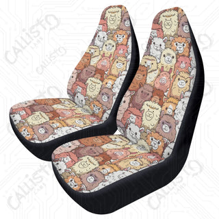 Alpaca Animal Print Custom High-Quality Polyester Front Car Seat Covers - Durable Comfortable Protection