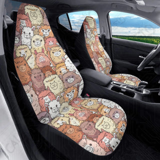 Alpaca Animal Print Custom High-Quality Polyester Front Car Seat Covers - Durable Comfortable Protection