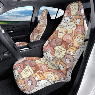 Alpaca Animal Print Custom High-Quality Polyester Front Car Seat Covers - Durable Comfortable Protection