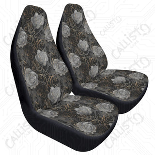 Custom Floral Rose Seat Covers Cars - Durable Polyester Stretch Fabric & Elastic Secure Fit