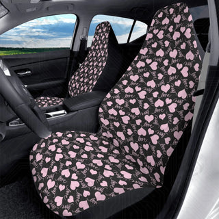 Premium Pink Black Love Heart Design Custom Seat Covers - Durable Polyester & Stretch Fabric | Secure Fit | Enhance