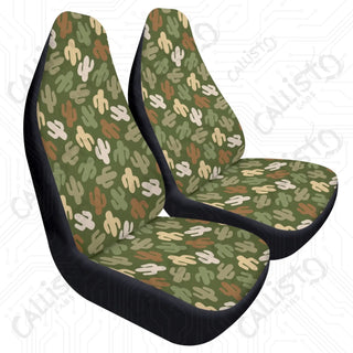 Cactus Flower Front Seat Covers | Premium Quality | Durable Polyester | Stretch & Secure Fit | Custom Car Interior