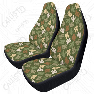 Cactus Flower Front Seat Covers | Premium Quality | Durable Polyester | Stretch & Secure Fit | Custom Car Interior