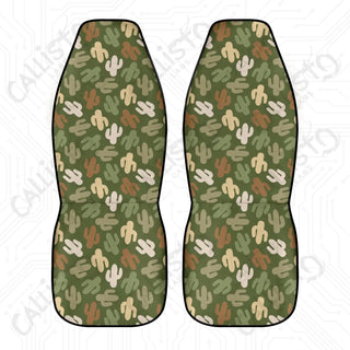 Cactus Flower Front Seat Covers | Premium Quality | Durable Polyester | Stretch & Secure Fit | Custom Car Interior