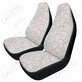 Boho Rainbow Front Seat Covers | Premium Quality | Durable Polyester | Stretch & Secure Fit | Custom Car Interior Design