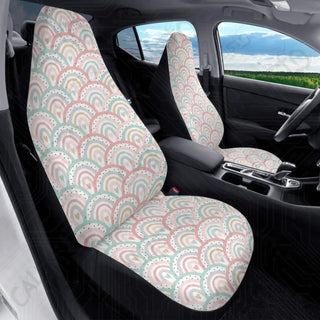 Boho Rainbow Front Seat Covers | Premium Quality | Durable Polyester | Stretch & Secure Fit | Custom Car Interior Design