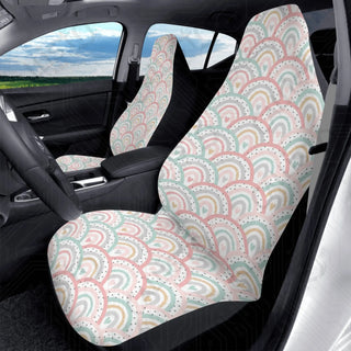 Boho Rainbow Front Seat Covers | Premium Quality | Durable Polyester | Stretch & Secure Fit | Custom Car Interior Design