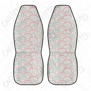 Boho Rainbow Front Seat Covers | Premium Quality | Durable Polyester | Stretch & Secure Fit | Custom Car Interior Design