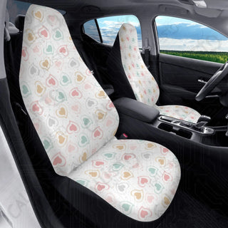 Boho Rainbow Heart Design Front Seat Covers - Premium Quality Durable Polyester | Stretch & Secure Fit | Custom Car