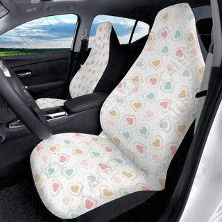 Boho Rainbow Heart Design Front Seat Covers - Premium Quality Durable Polyester | Stretch & Secure Fit | Custom Car