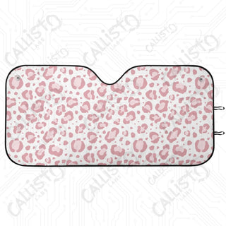 High Quality Pink Leopard Car Sunshade - Oxford Fabric UV Protector | Unique Design Custom Crafted - M