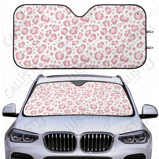 High Quality Pink Leopard Car Sunshade - Oxford Fabric UV Protector | Unique Design Custom Crafted