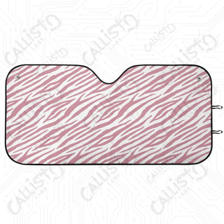 High Quality Pink Zebra Animal Print Car Sunshade - Oxford Fabric UV Protector | Unique Design Custom Crafted - M