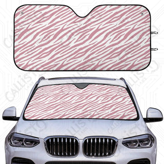 High Quality Pink Zebra Animal Print Car Sunshade - Oxford Fabric UV Protector | Unique Design Custom Crafted