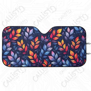 High Quality Floral Leaves Print Car Sunshade - Oxford Fabric UV Protector | Unique Design Custom Crafted - M