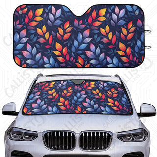 High Quality Floral Leaves Print Car Sunshade - Oxford Fabric UV Protector | Unique Design Custom Crafted