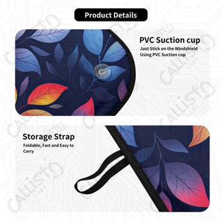 High Quality Floral Leaves Print Car Sunshade - Oxford Fabric UV Protector | Unique Design Custom Crafted