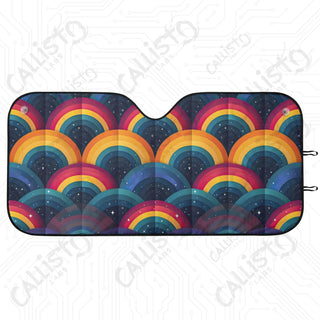 Rainbow Car Sunshade - Oxford Fabric UV Protector | Unique Design Custom Crafted - M