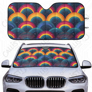 Rainbow Car Sunshade - Oxford Fabric UV Protector | Unique Design Custom Crafted