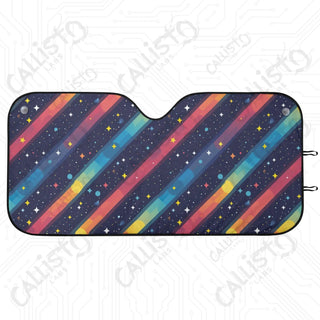 Rainbow Striped Car Sunshade - Oxford Fabric UV Protector | Unique Design Custom Crafted - M