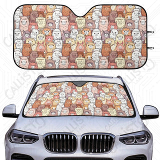 Alpaca Animal Print Car Sunshade - Oxford Fabric UV Protector | Unique Design Custom Crafted