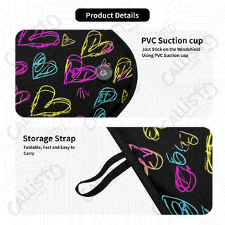 Colorful Hearts Car Sunshade - Oxford Fabric UV Protector | Unique Design Custom Crafted