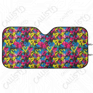 Colorful Graffiti Hearts Car Sunshade - Oxford Fabric UV Protector | Unique Design Custom Crafted - M