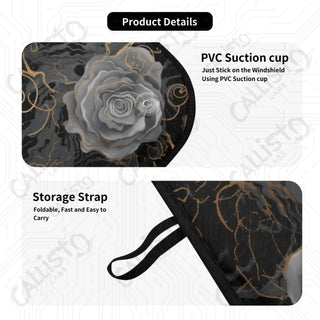 Rose Floral Print Car Sunshade - Oxford Fabric UV Protector | Unique Design Custom Crafted