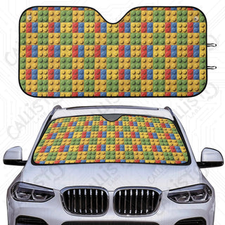 Nerds Dream Lego Brick Car Sunshade - Oxford Fabric UV Protector | Unique Design Custom Crafted