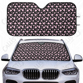 Pink Hearts & Love Car Sunshade - Car Sunshade - Oxford Fabric UV Protector | Unique Design Custom Crafted