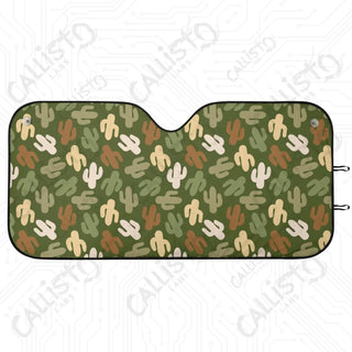 Floral Cactus Sunshade | Oxford Cloth UV Protector | Custom Crafted Car Windshield Sun Shade | Protects Interior | Easy