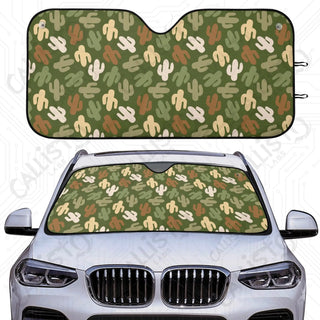 Floral Cactus Sunshade | Oxford Cloth UV Protector | Custom Crafted Car Windshield Sun Shade | Protects Interior | Easy