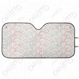 Boho Chic Rainbow Print Sunshade | Oxford Cloth UV Protector | Custom Crafted Car Windshield Sun Shade | Protects