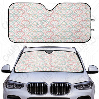 Boho Chic Rainbow Print Sunshade | Oxford Cloth UV Protector | Custom Crafted Car Windshield Sun Shade | Protects