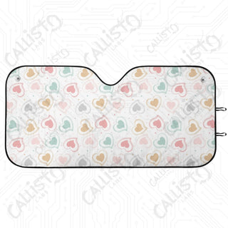 Colorful Heart Print Sunshade | Oxford Cloth UV Protector | Custom Crafted Car Windshield Sun Shade | Protects Interior