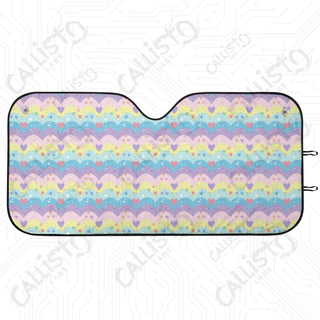 Colorful Pastel Waves Sunshade | Oxford Cloth UV Protector | Custom Crafted Car Windshield Sun Shade | Protects