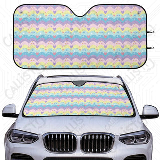 Colorful Pastel Waves Sunshade | Oxford Cloth UV Protector | Custom Crafted Car Windshield Sun Shade | Protects