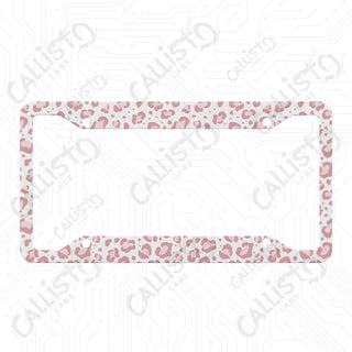 Pink Leopard Animal Print License Plate Frame Personalized Aluminum Sleek Finish - Perfect Car Accessory